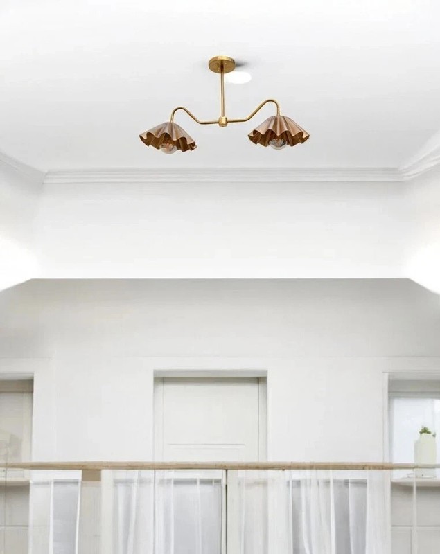 2 Light Elegant Ceiling Flushmount light Pendant Mid Century Modern Raw Brass gallery