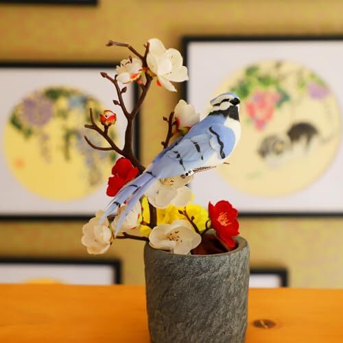 On Artificial Birds 5.5-Inch Realistic Blue Jay Feathered Bird 2pcs Clip gallery