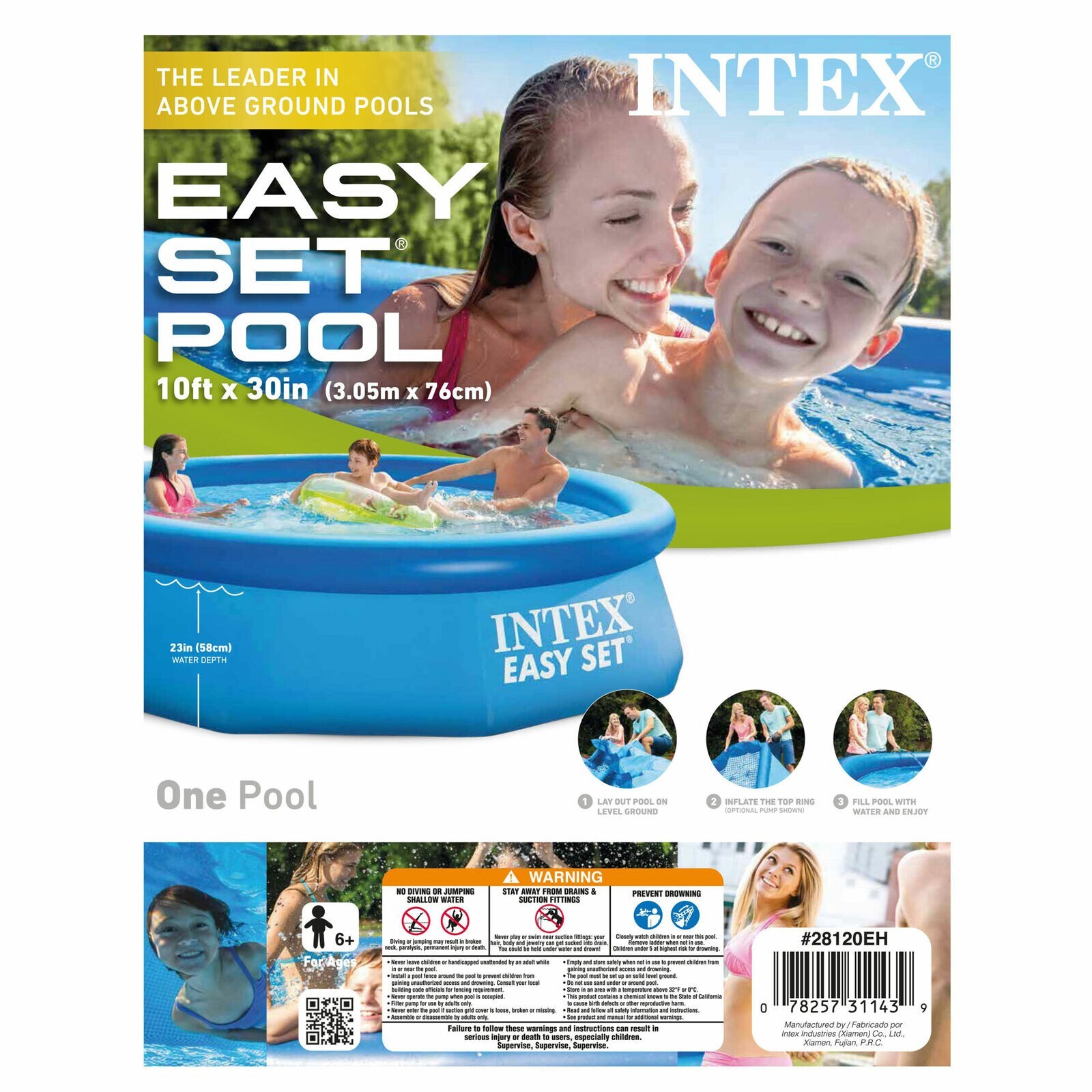 Intex Easy Set 10ft x 30in Above Ground Inflatable Round Swimming Pool for Kids gallery