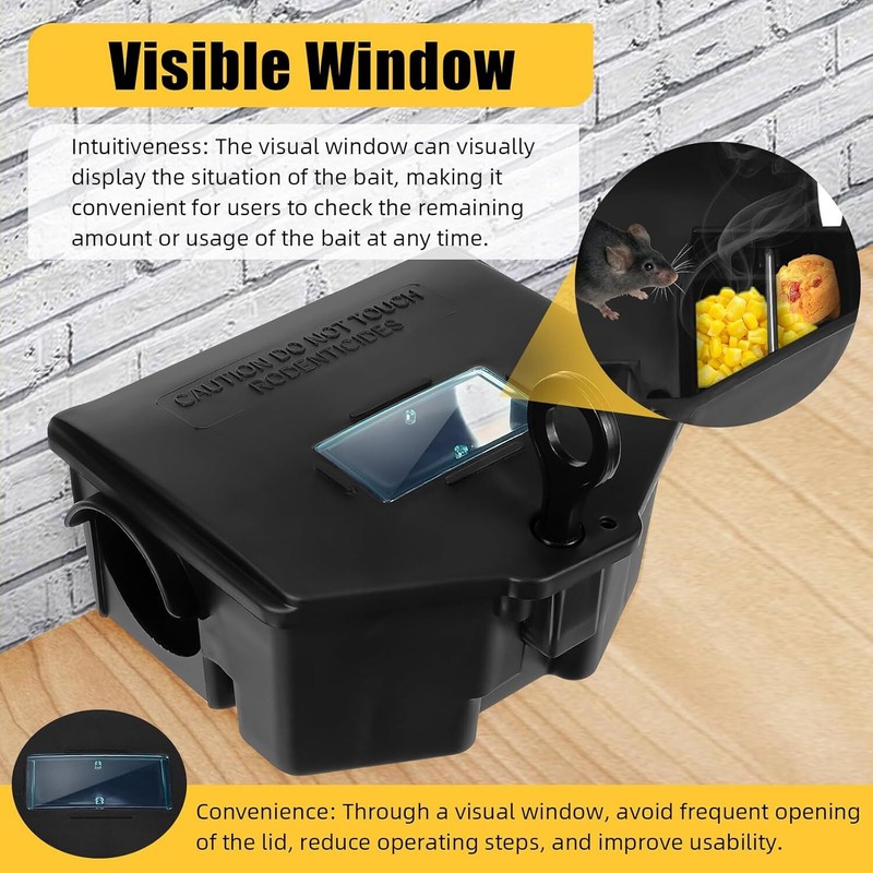 4 Pack Mouse Rat Bait Boxes w/ Lock Key Winter Pest Control for Home Garage Barn gallery
