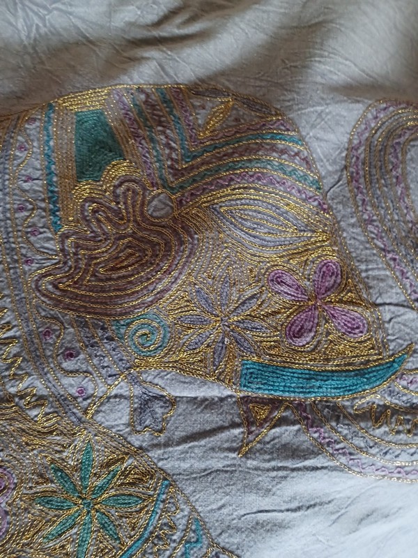 Wall hanging India table runner elephant Metallic Thread embroidery 32" X 65" gallery