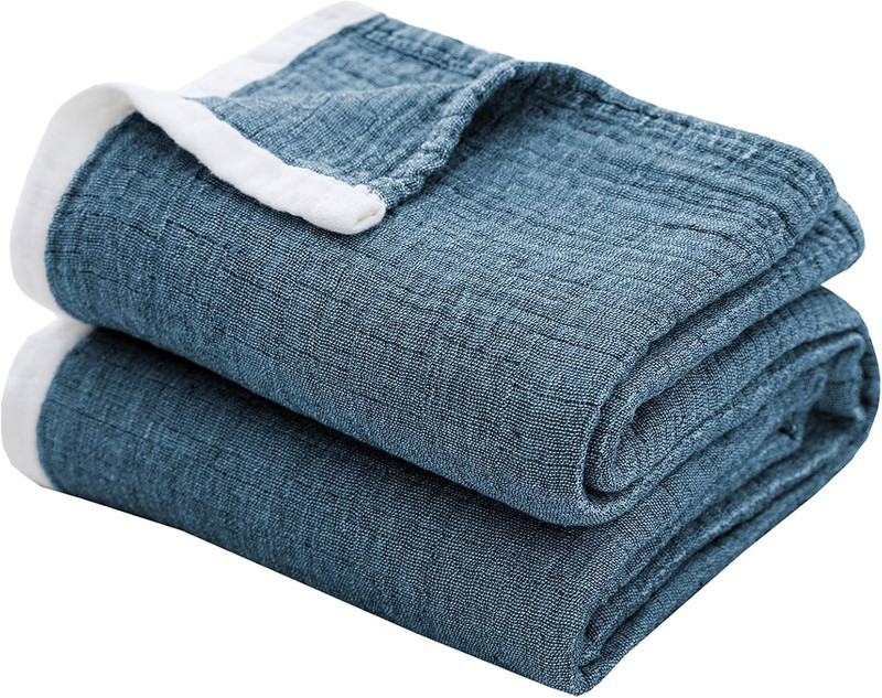 SE SOFTEXLY Cotton Muslin Throw Blanket for Adults,Breathable 4-Layer Yarn Dyed gallery