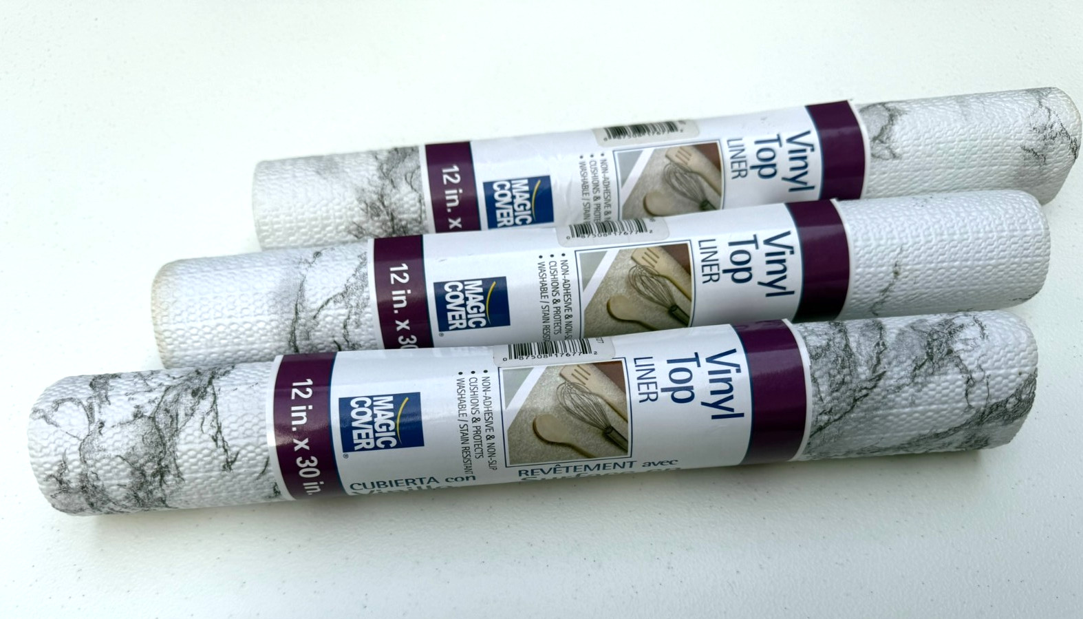 Magic Cover Vinyl Non-Adhesive Shelf Liner 3 Rolls 12"x30" each Gray Marble gallery