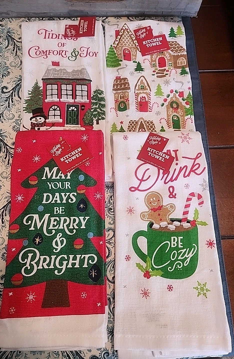 4-New Holiday Style Christmas Kitchen Towels 14"×24" gallery