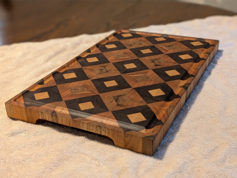 Diamond Pattern End Grain Cutting Board, butcher block,knife block, kitchen gift gallery