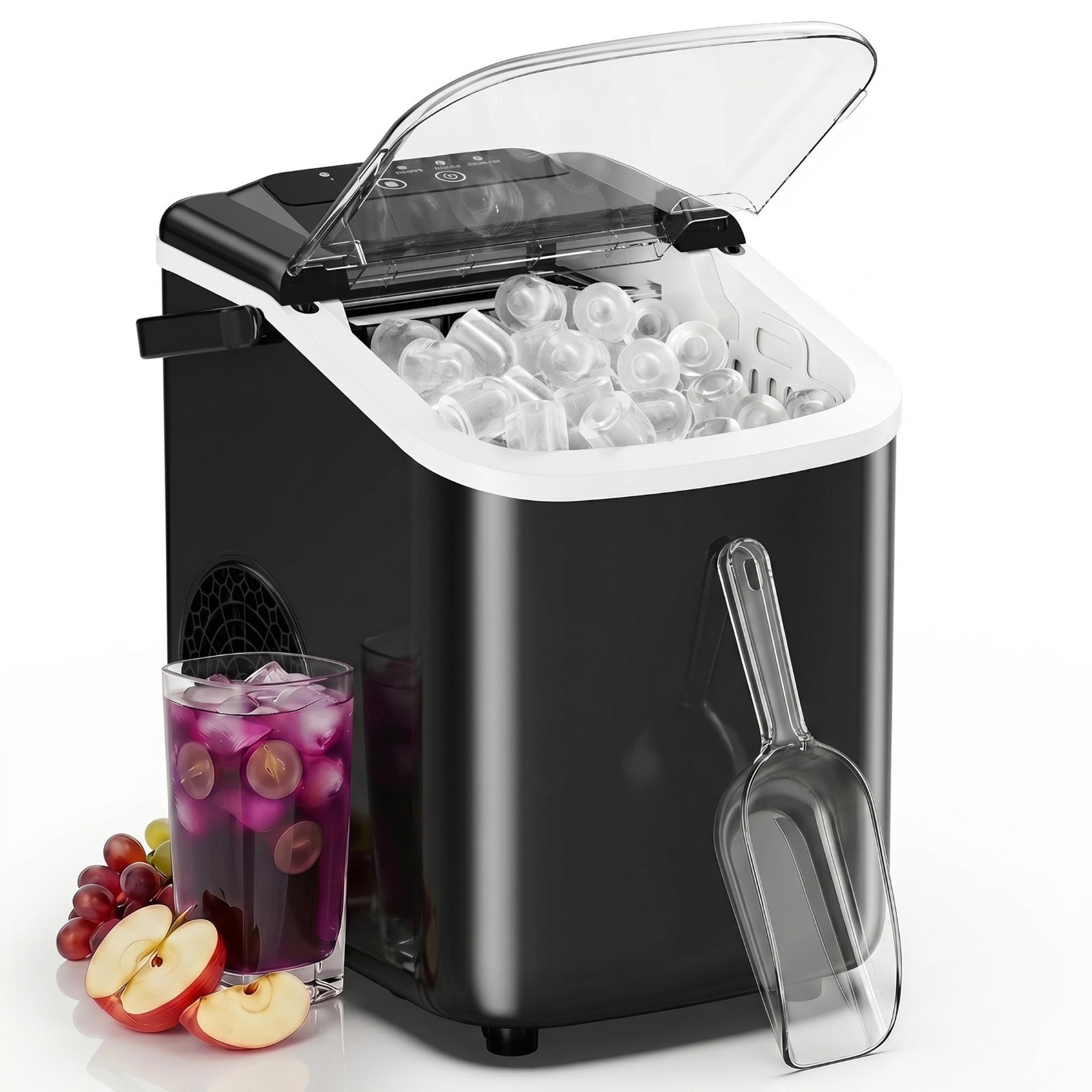 Portable Ice Maker Machine - 9 Cubes in 6 Mins, 26.5lbs/24Hrs, Scoop & Basket, I gallery