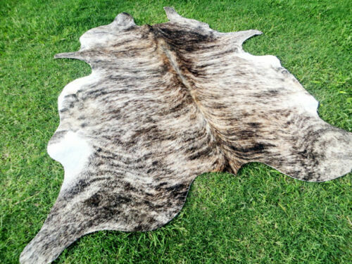 MAKE OFFER !! LARGE BRINDLE GRAY Cowhide Rug natural Cowhides Cow Hide Skin RT gallery