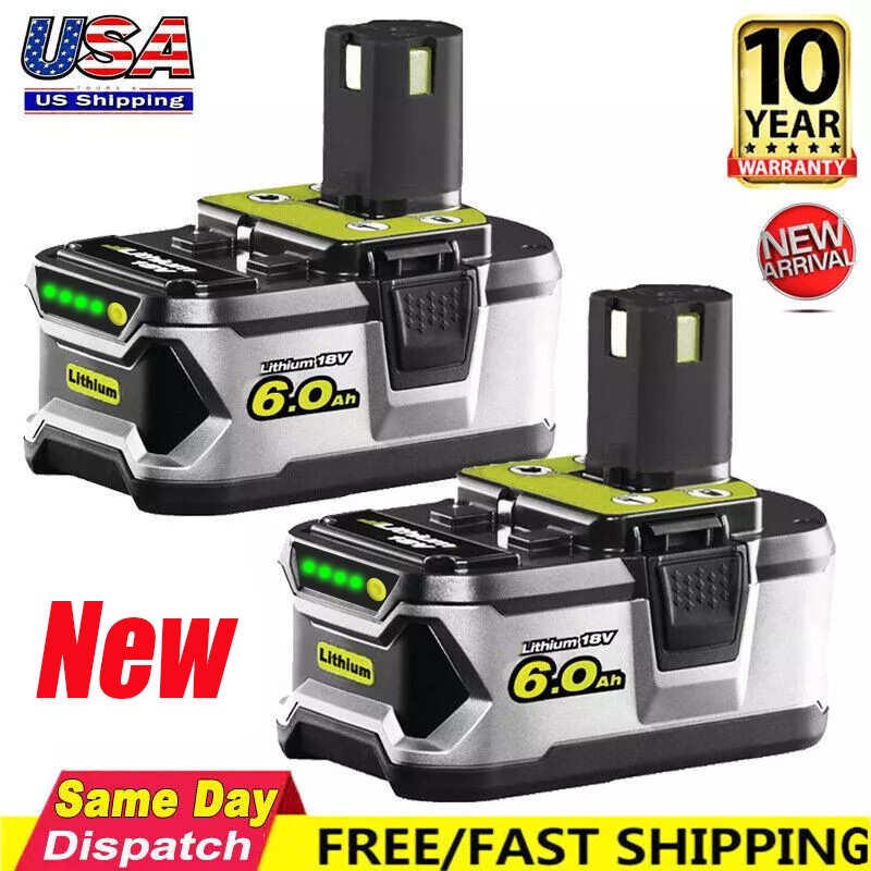 2PACK For RYOBI 18V Battery One Plus High Capacity P108 6000mAh Lithium Battery gallery