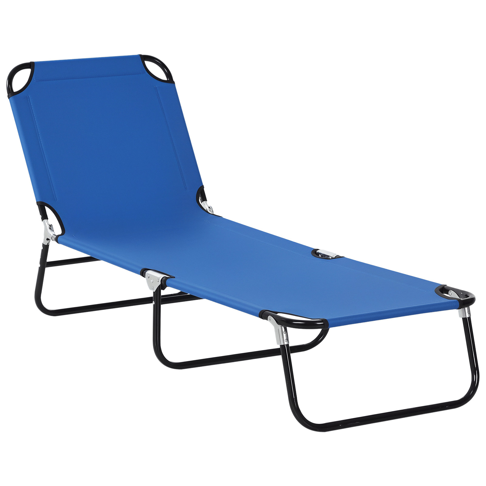 Folding Chaise Lounge Chair 5-Position Recline 74in Outdoor Blue gallery