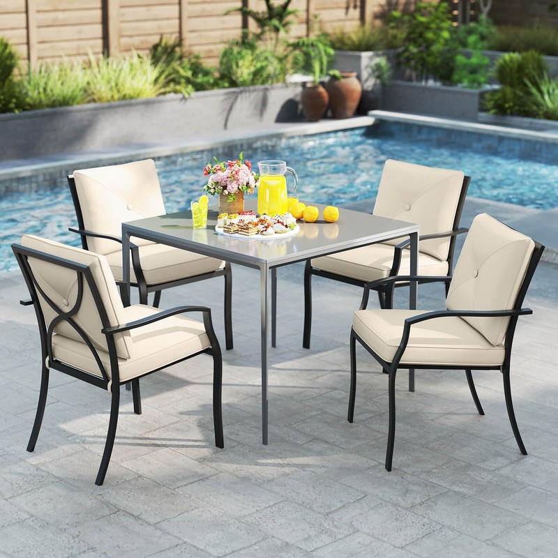 Patiojoy Patio 2PCS Dining Chairs Stackable Removable Cushions Garden Deck gallery