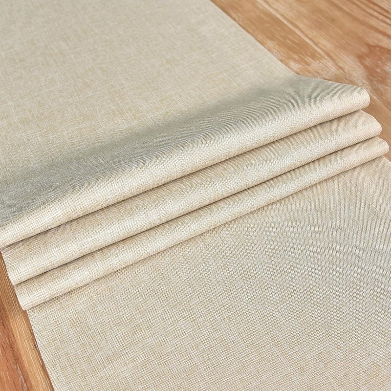 Farmhouse Style Solid Beige Table Runner 13x48 Inch - Ideal for Dining & Parties gallery