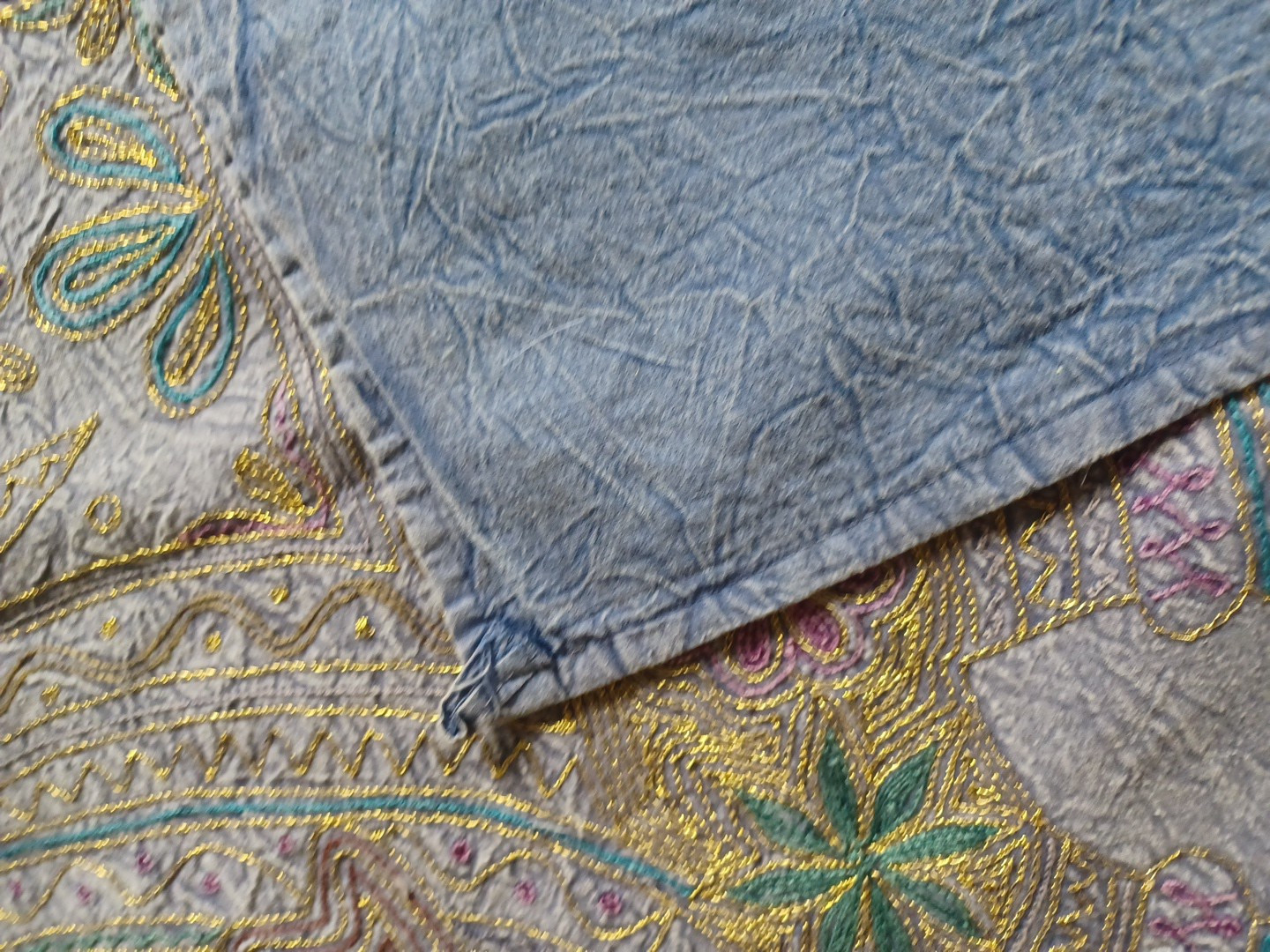 Wall hanging India table runner elephant Metallic Thread embroidery 32" X 65" gallery