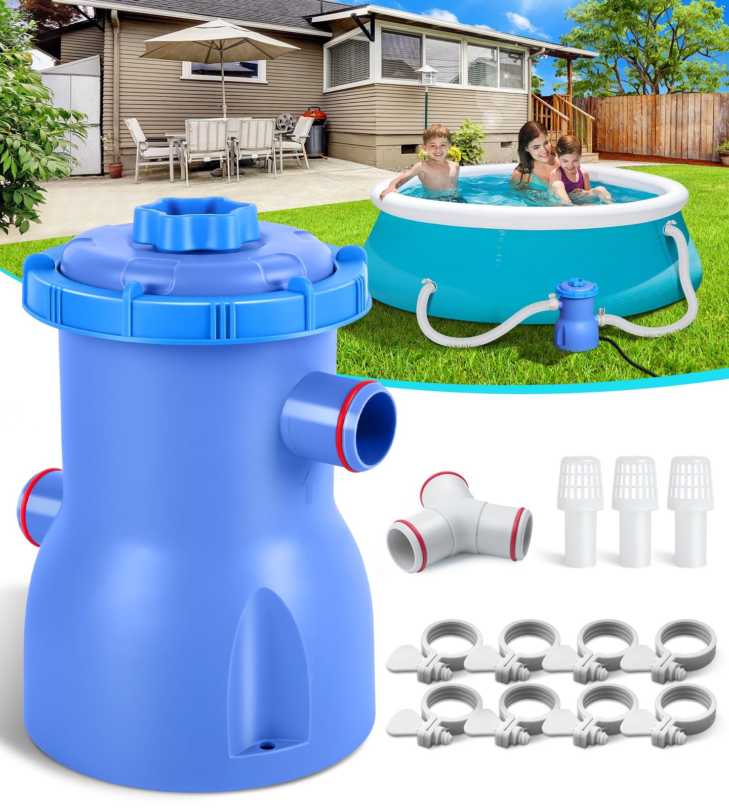 300GPH Pool Filter Pump for Above Ground Pools ETL Certified, Safe & Efficient gallery