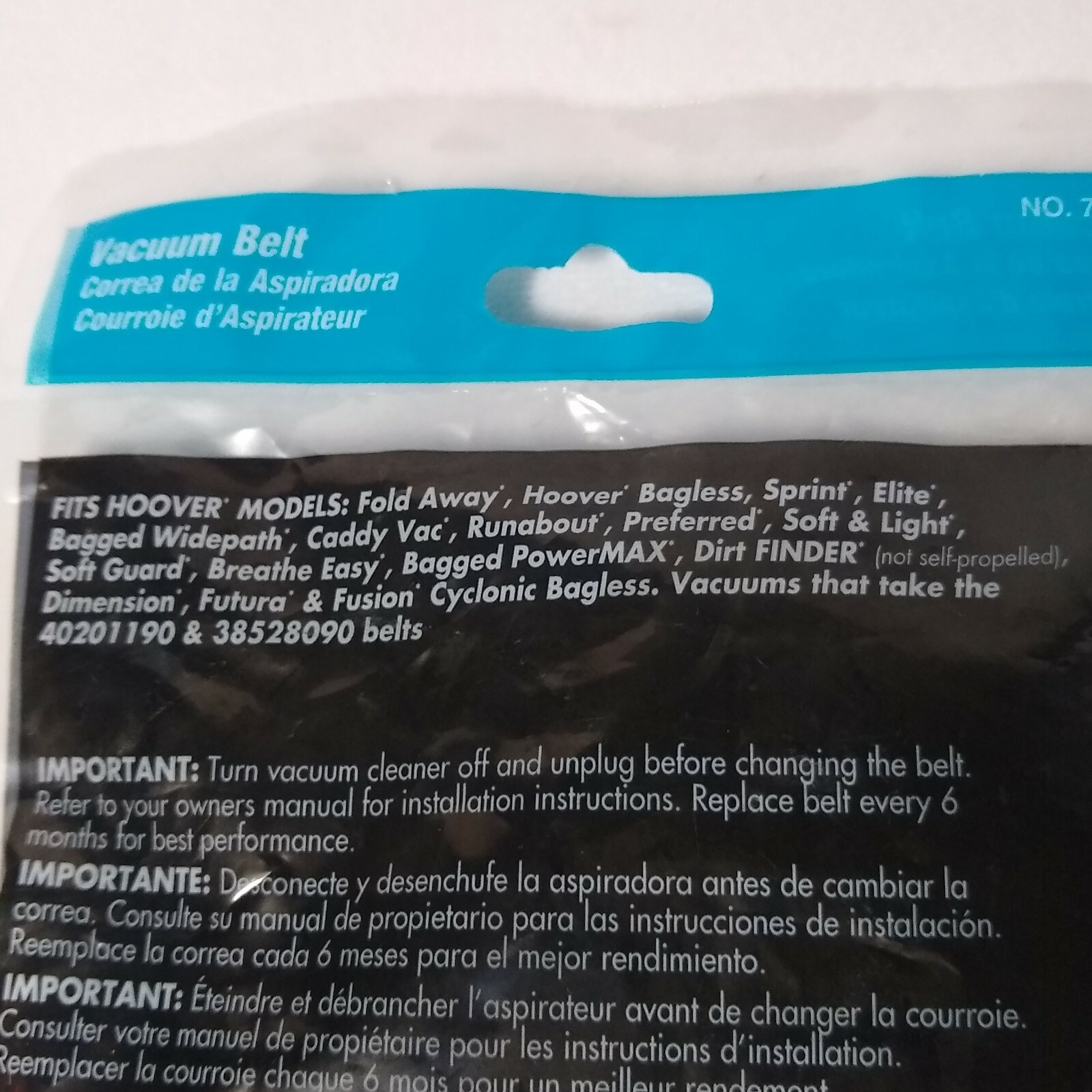 Fresh Solutions Vacuum Belt Style 190 Hoover Uprights Agitator Belt # 70582 gallery