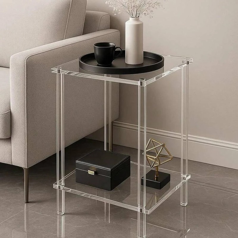 Acrylic Bedside Table Small Modern Minimalist Side Table Transparent gallery