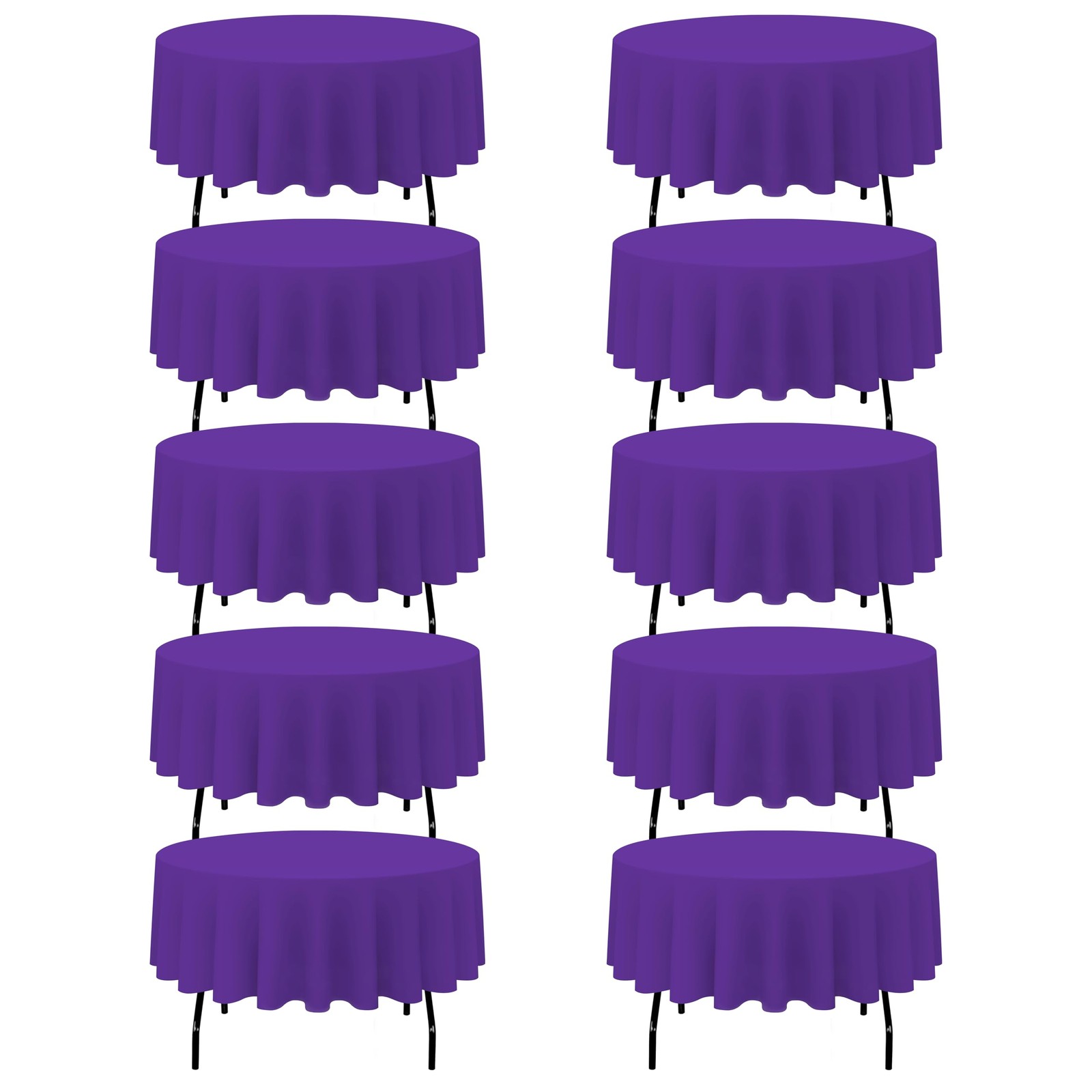 10 Pack Purple Round Tablecloths 90 Inch for 60” Tables - 150 GSM Polyester F... gallery