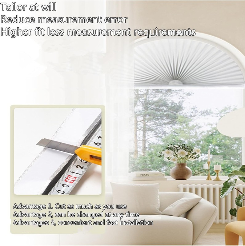 Arch Window Pleated Blinds Half Circle Window Shades Cordless Non-Woven Self gallery