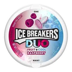 ICE BREAKERS DUO Raspberry fruit + Cool Sugar Free 1.3 oz Tins, 8 Count