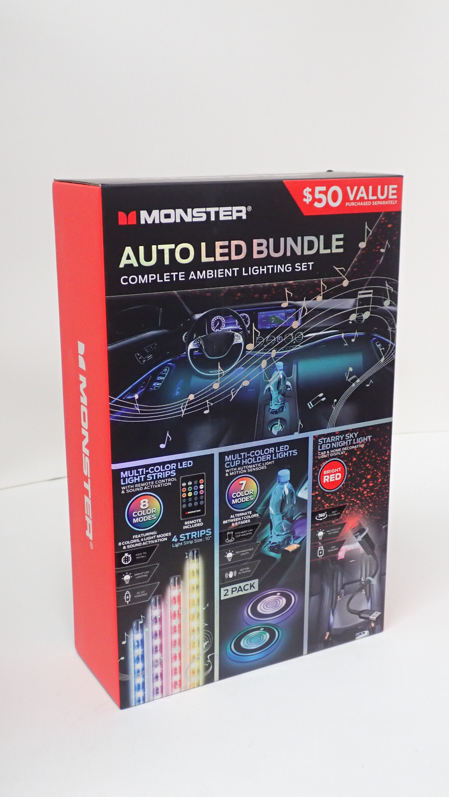 Monster 5 Piece Auto LED Lighting Strips Brand New Car Bundle Kit 3MNLT0872BOL2 gallery