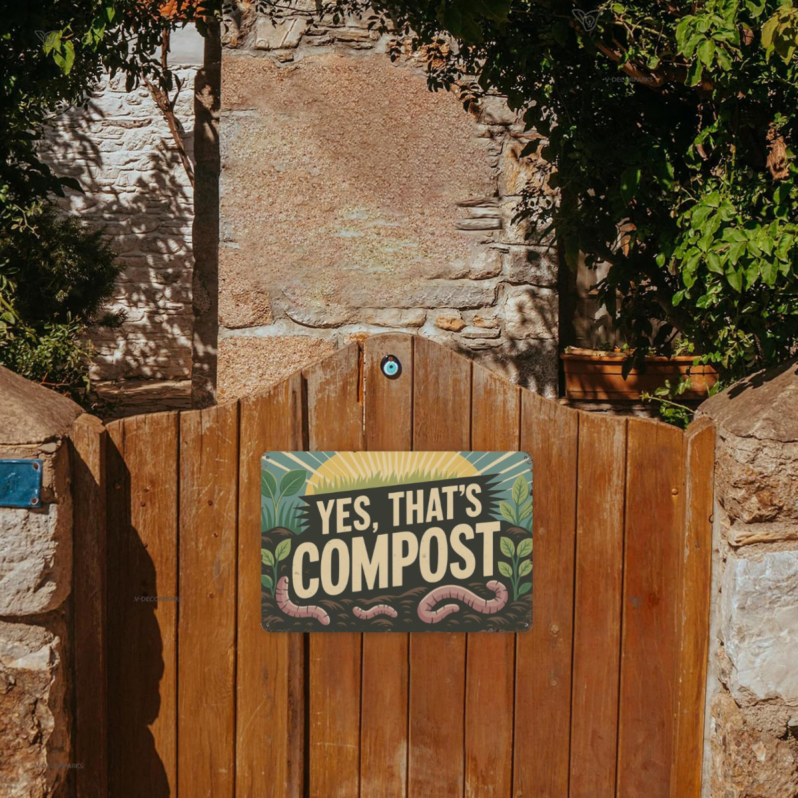 Yes, That's Compost Worm- Accent 8x12 Inch Vintage Metal Signs-for Backyard Pati gallery