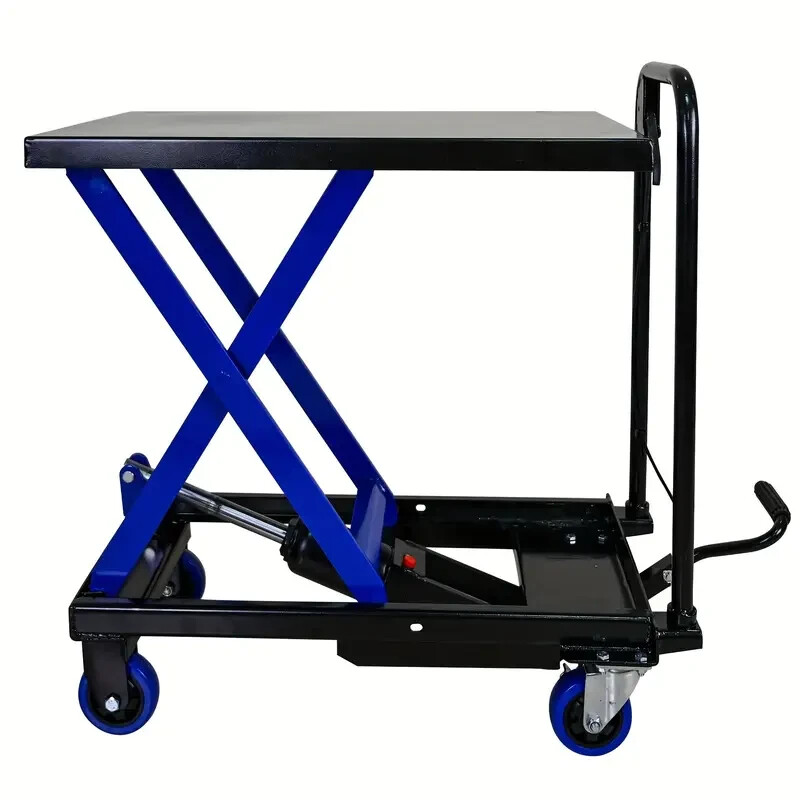 Hydraulic stacker with 500 lbs load capacity and 4 wheels gallery