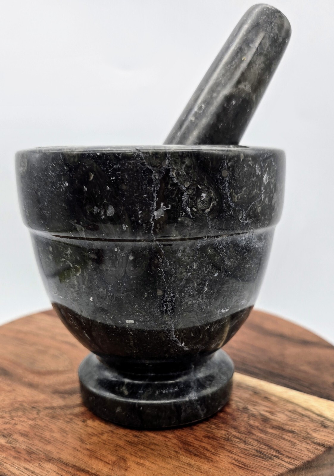 Black And Gray Heavy Marble Mortar Pestle Herb Grinder gallery