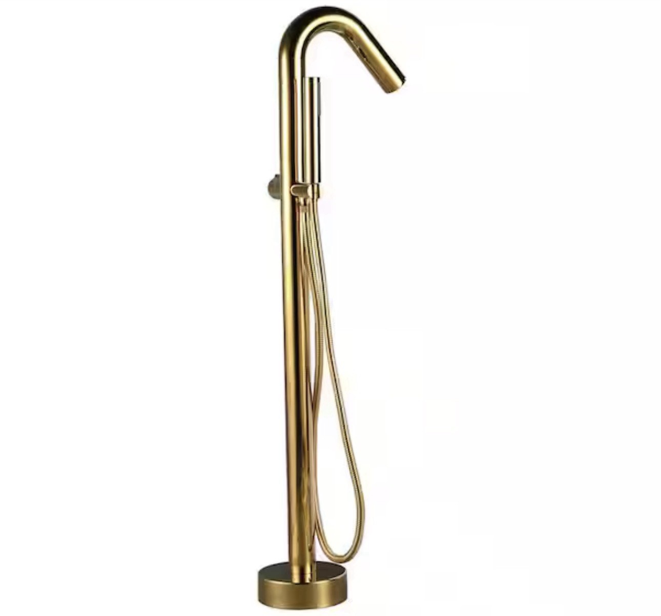 AKLFGN Single-Handle Freestanding Floor Mount Roman Tub Faucet Brushed Gold gallery