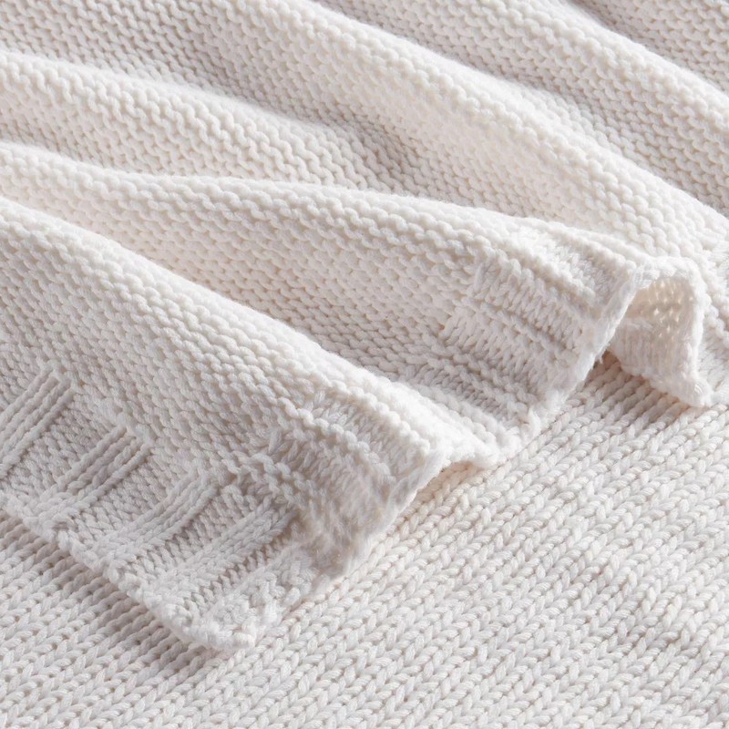 Threshold Sweater Knit Throw Bed Blanket 92x90 Year-Round, White, Full/Queen gallery