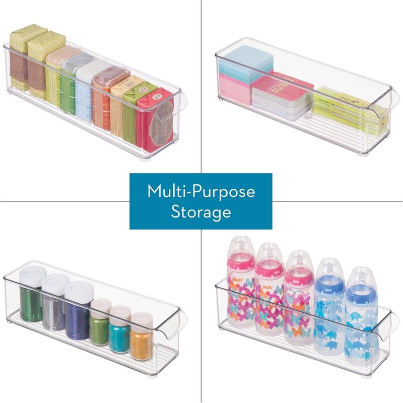 iDesign Stackable Fridge Storage Bin with Handle - 14.5" x 4" x 4", Clear gallery