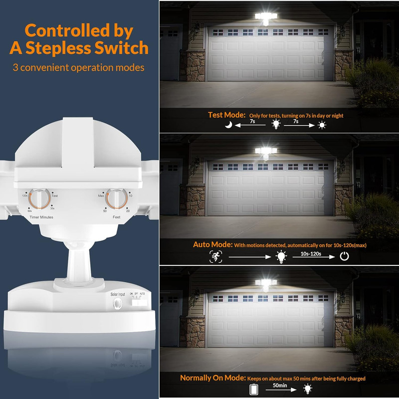 1600LM LED Solar Security Lights Motion Outdoor, Motion Sensor Light, 5500K Whit gallery