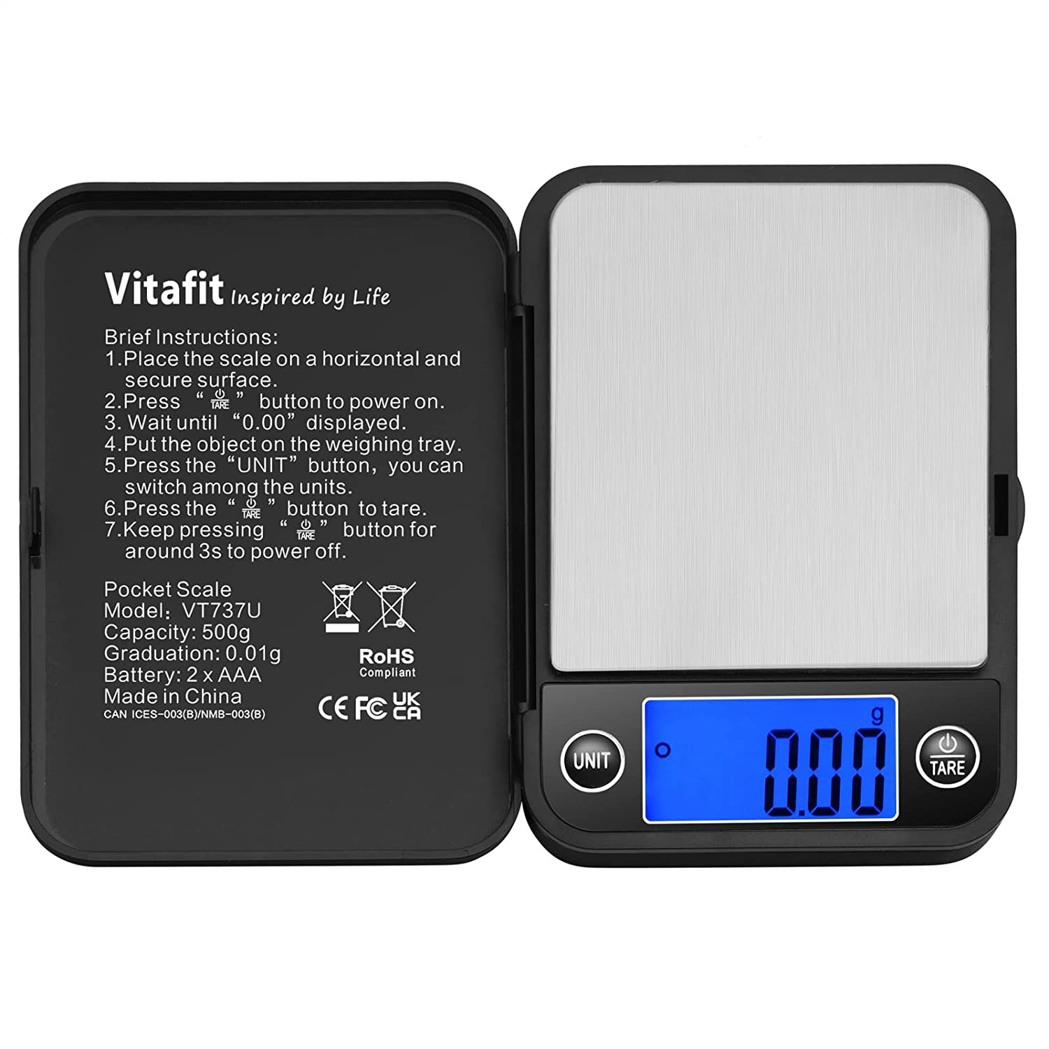 Vitafit 500G Digital Pocket Scale,High Accuracy Assured by Scale Professional Fa gallery