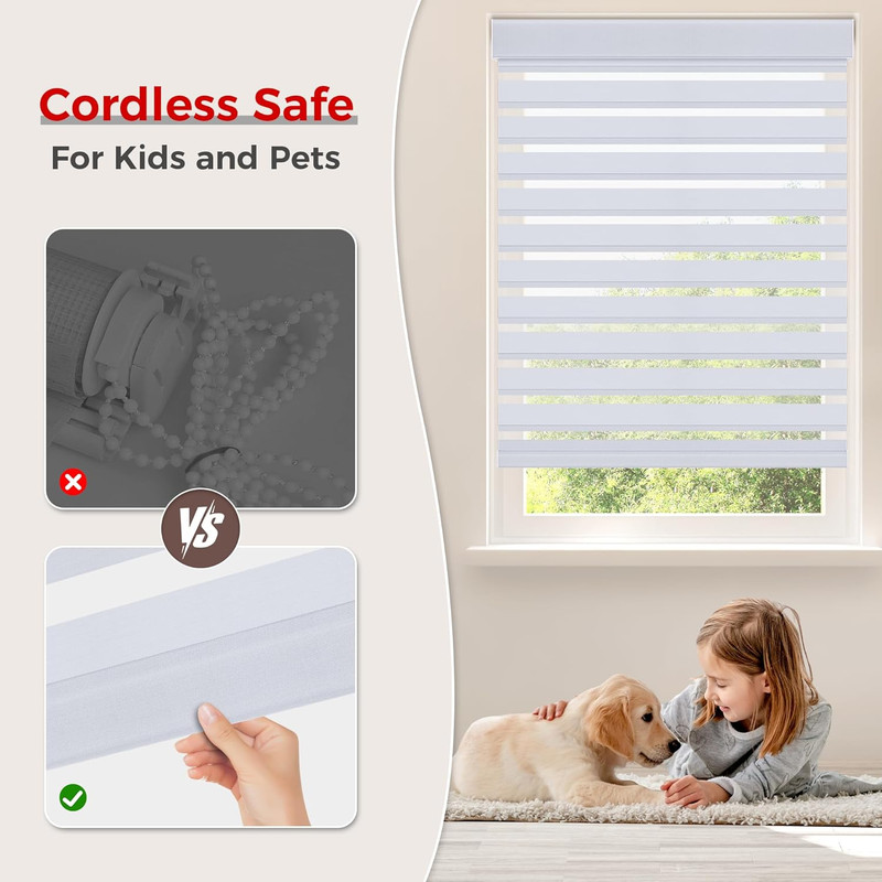 Cordless Zebra Blinds - Dual Layer Blackout, 35" W X 72" H gallery