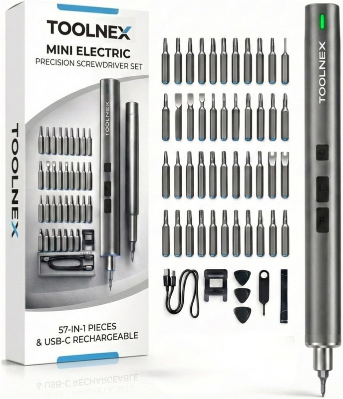 Mini Electric Screwdriver Set – 57 in 1 Precision Cordless Rechargeable Driver w gallery