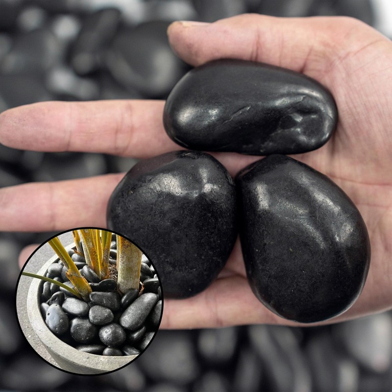 Large Pebbles for Landscaping 40lbs, 2-3 Inch Black River Rocks for Aquarium,... gallery