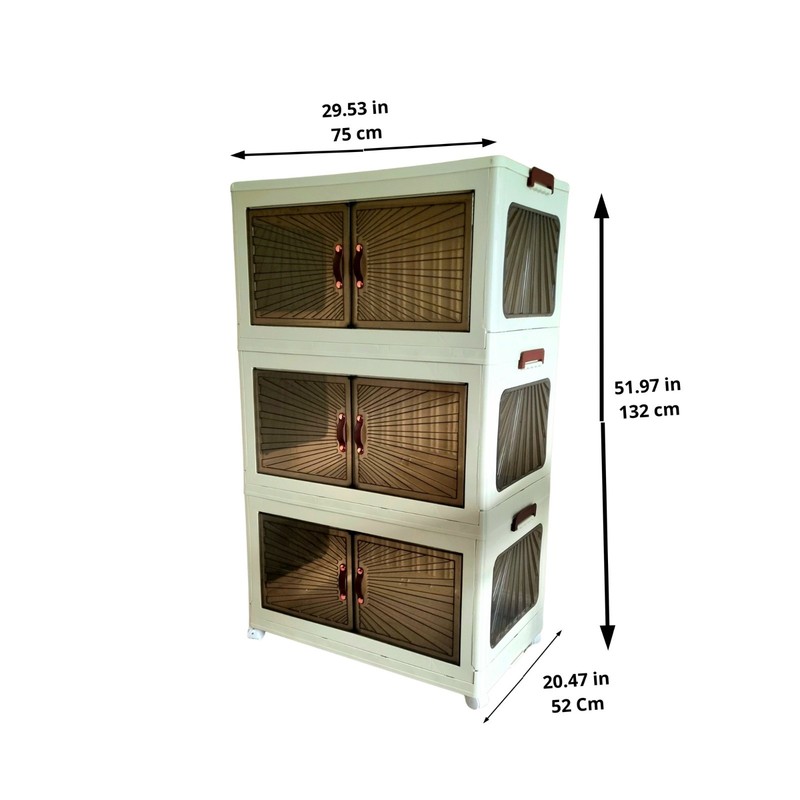 Extra Large Foldable Storage Cabinet with Doors, Stackable Organizer Boxes gallery