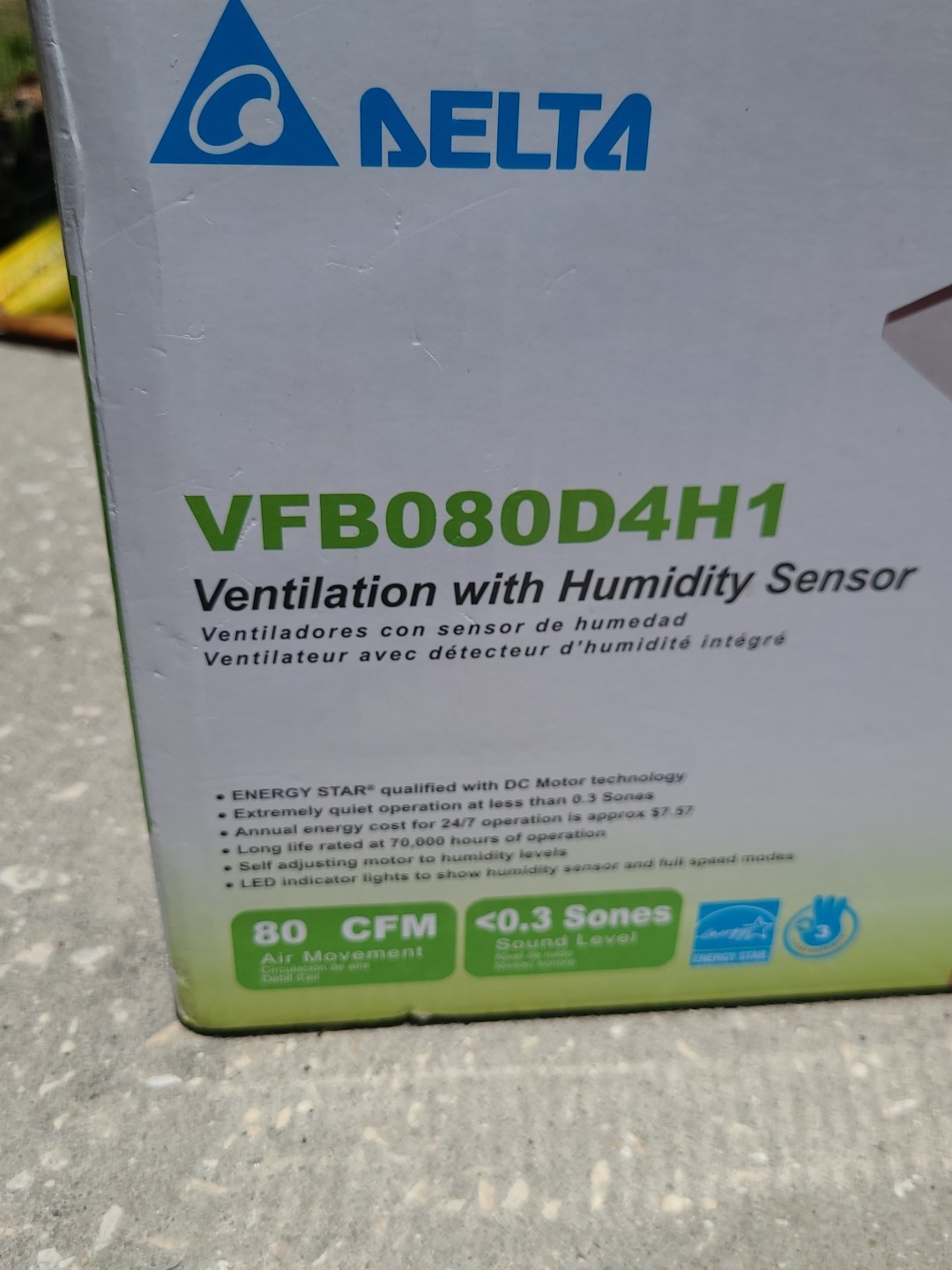 Delta Breez Ventilation System VFB080D4H1 Humidity Sensor LED Light New Open Box gallery