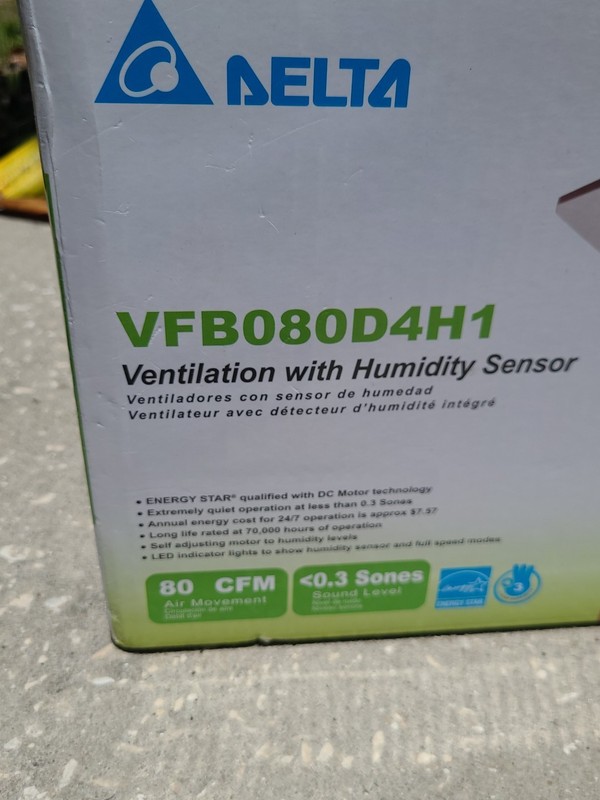 Delta Breez Ventilation System VFB080D4H1 Humidity Sensor LED Light New Open Box gallery