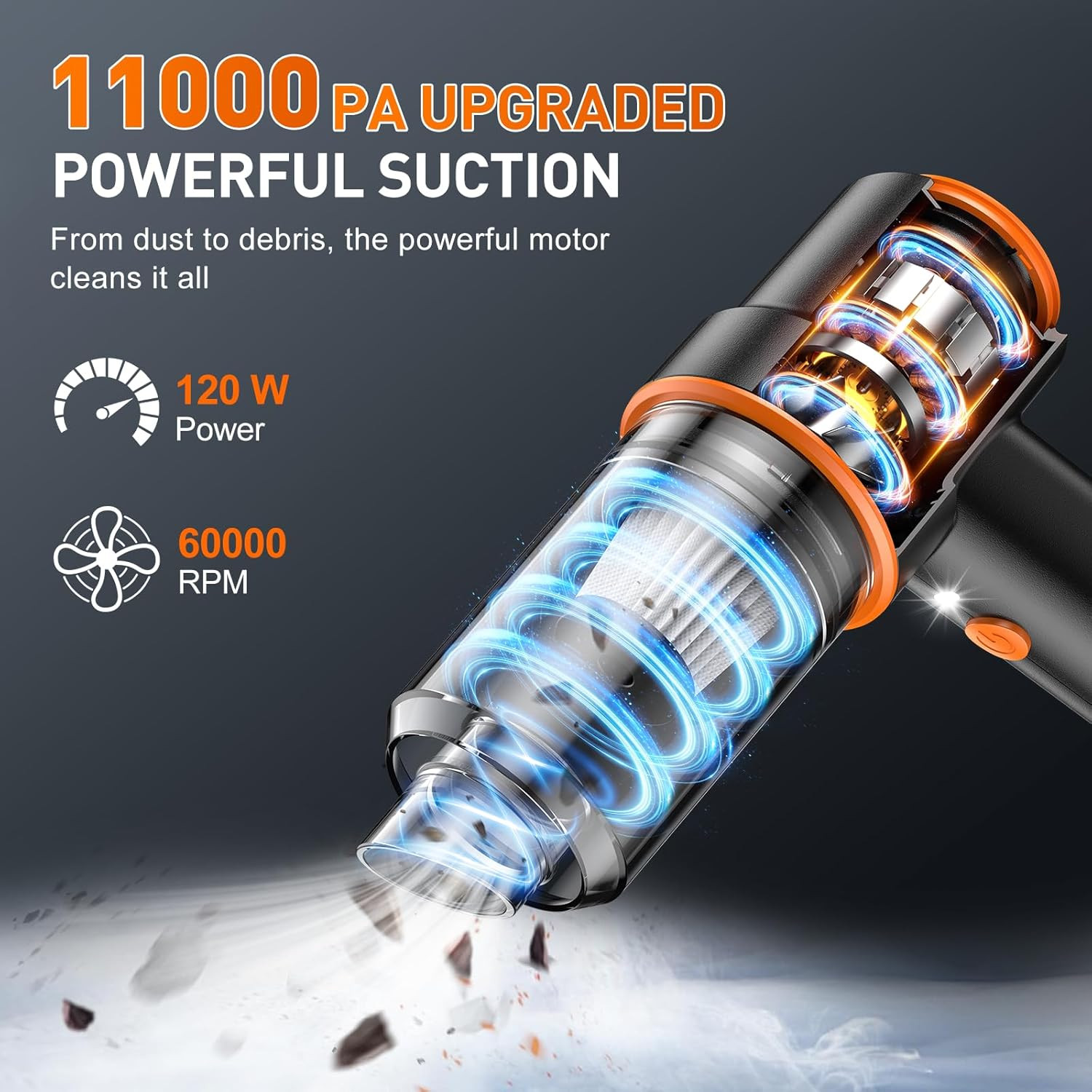 Handheld Car Vacuum Cleaner, 11000PA Vacuum Cleaner & Air Duster, 120W High Powe gallery