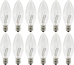 12 Pack – Replacement Light Bulbs for Electric Candle Lamps, Window Candles, 7W