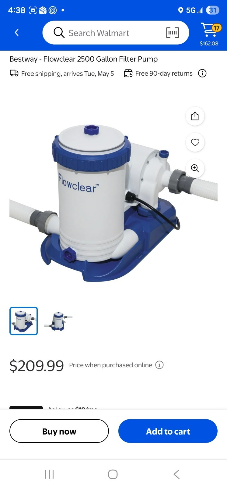 Coleman Flowclear 2500 Gallon Filter Pump IV-B for Above Ground Pools gallery