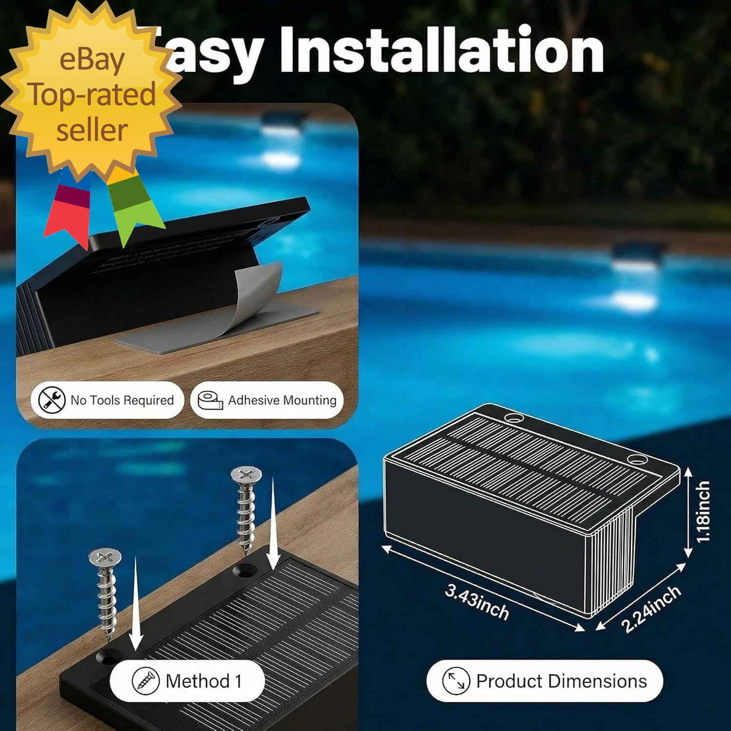 4 Pack Solar Pool Lights for above Ground Pools, Swimming Inground Pools LED Lig gallery