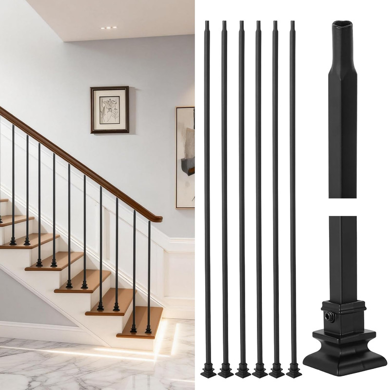 20 Pack Balusters for Staircase Interior, 44" X1/2" Stair Spindles Iron gallery