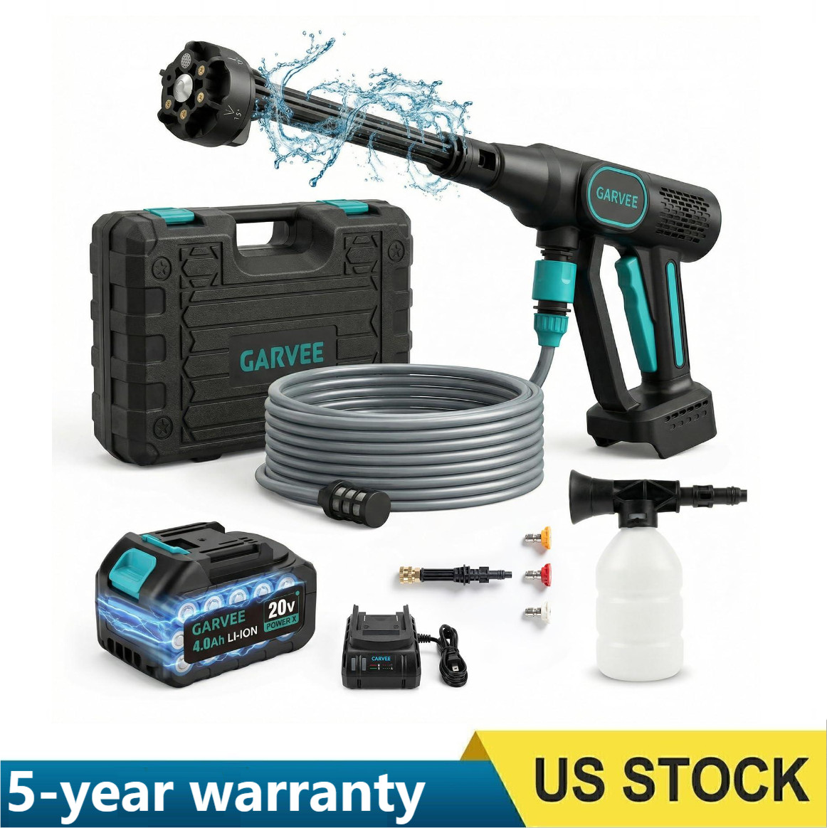 Pressure Washer Battery Powered - Cordless with 6-in-1 Nozzle 26FT Hose Portable gallery