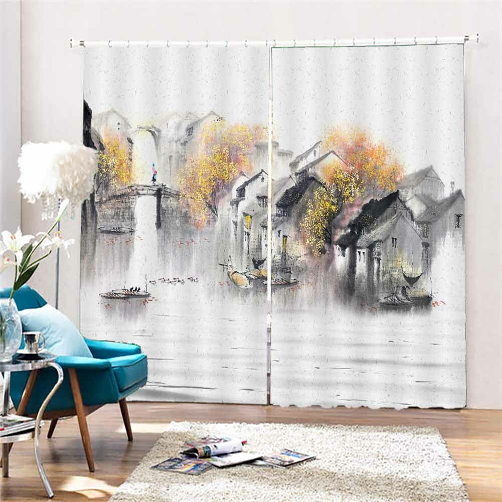 Ink House Orange Tree 3D Curtain Blockout Photo Printing Curtains Drape Fabric gallery