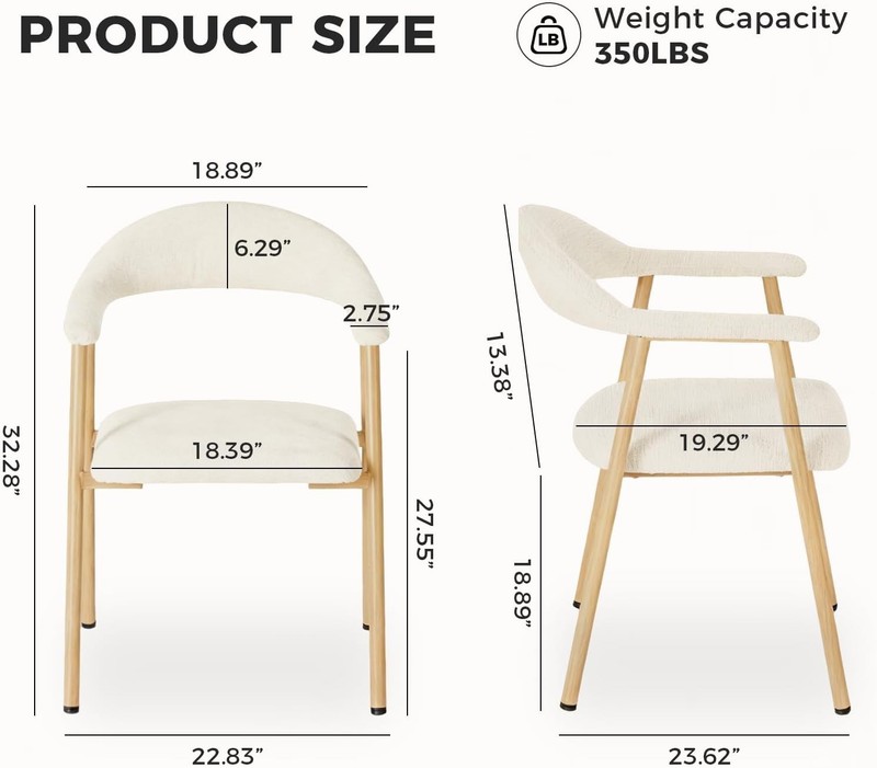 2PCS Linen Fabric Upholstered Dining Chairs w/Back&Arms,Kitchen Cafe Side Chair gallery