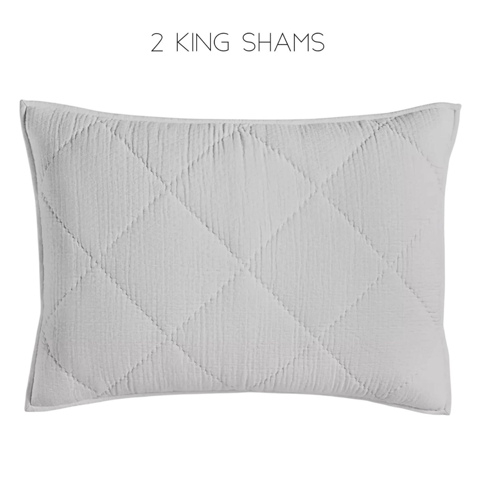 Hotel Collection Linen Blend Dobby Diamond 2 Quilted KING Shams GRAY gallery