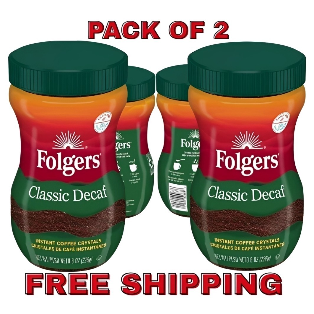 (2 Pack) Folgers Classic Decaf Instant Coffee, 8 oz Jar (FRESH) Free Shipping gallery