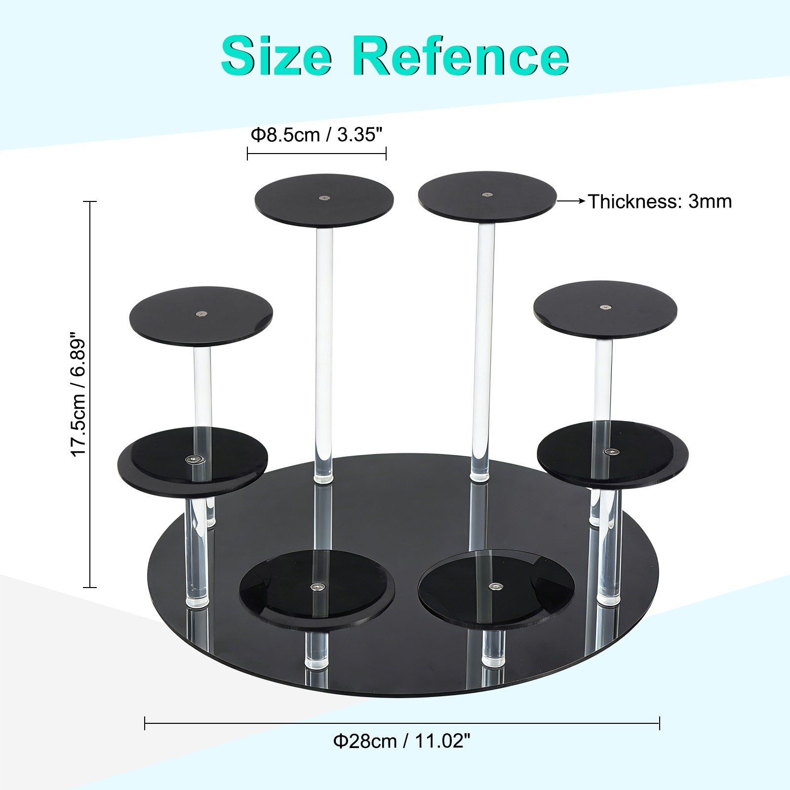 Acrylic Display Stand for Collectible Figures 8 Tier Round Cupcake Stand Black gallery