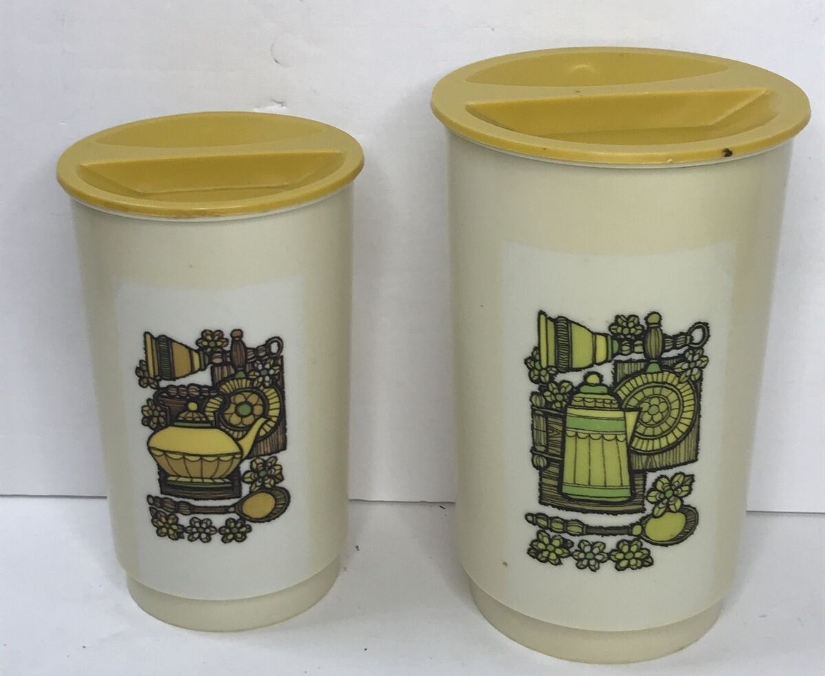 Vtg MCM Retro 1960s 1970s Plastic Container Set of 2 Groovy Nesting gallery