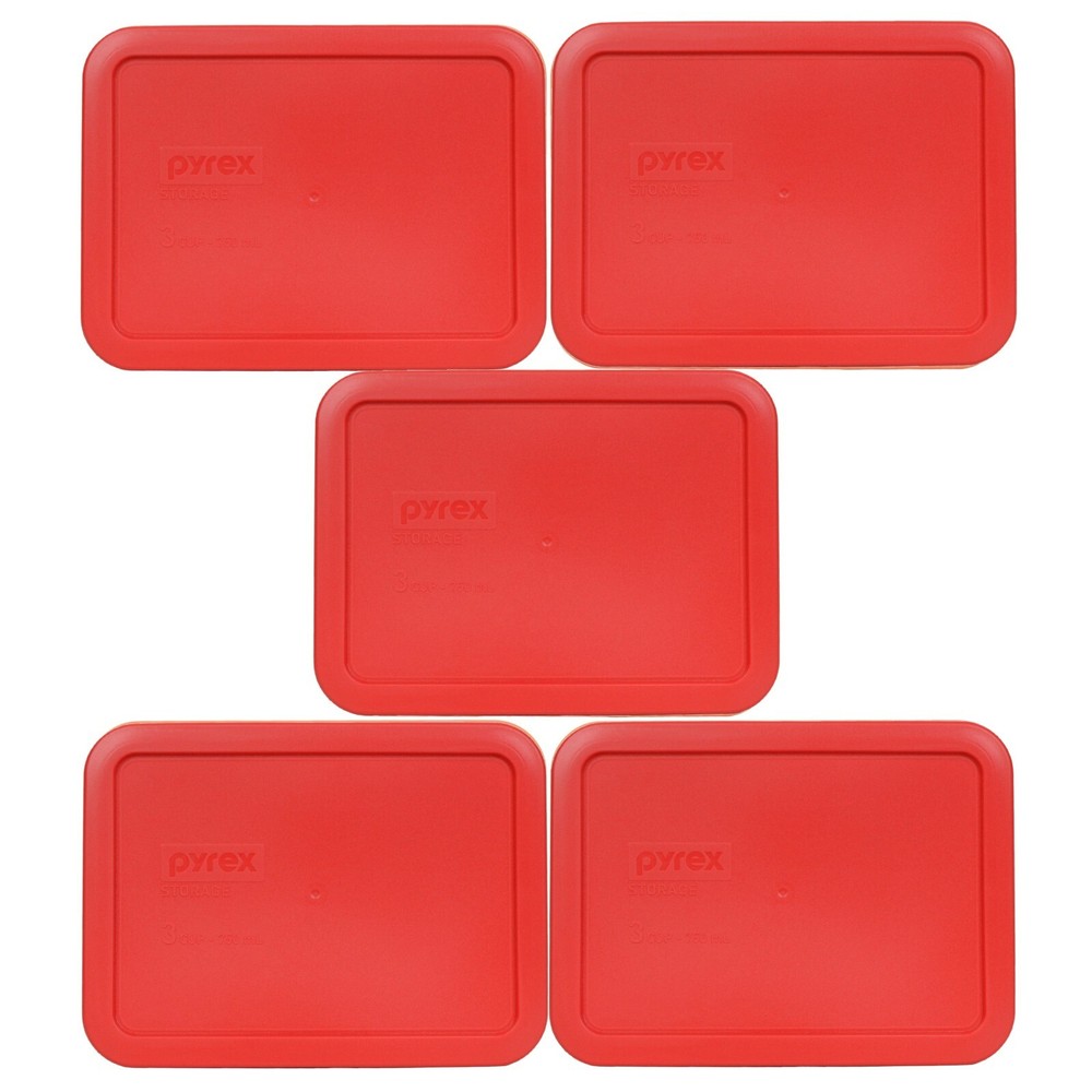 Pyrex 7210-PC Red Rectangle Plastic Storage Replacement Lid Cover (5-Pack)